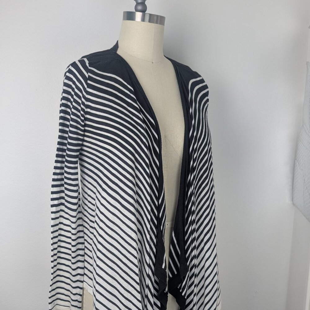 Black and White Striped Michael Kors 100% Cotton Cardigan Lightweight Sweater XS